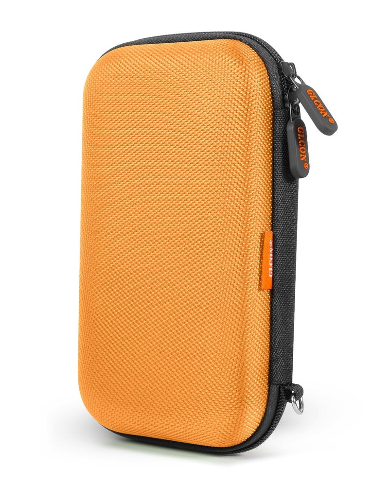 GLCON Orange Shockproof Hard EVA Carrying Case Travel Pouch for External Hard Drive, Power Bank, Cell Phone, Cable, Cord - Portable Small Electronic Accessories Organizer Storage Zipper Pouch - Image 1