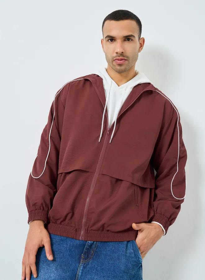 Styli  Styli Men Rust Oversized Windbreaker Jacket for Men | Best Price UAE