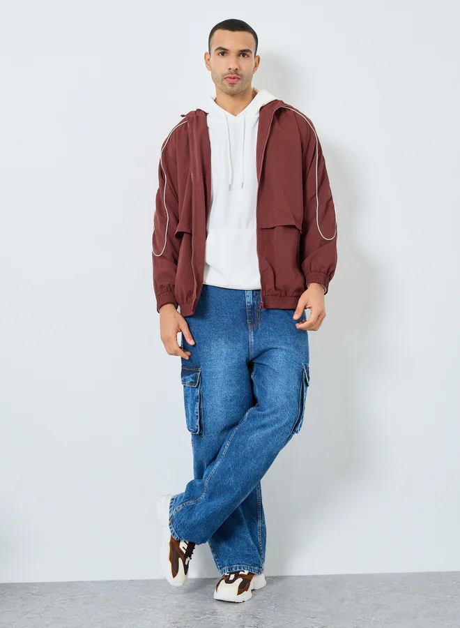 Styli Styli Men Rust Oversized Windbreaker Jacket