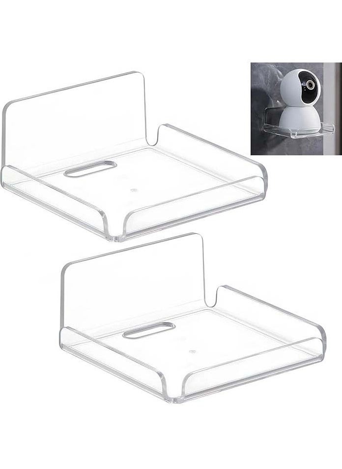 Generic - Acrylic Small Wall Shelf Set of 2 for Security Cameras, Speakers, Baby Monitors, Floating Shelves Easy to Install No Drill (Clear) - Image 1