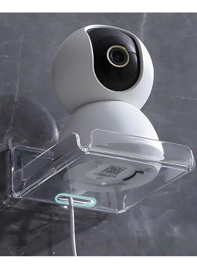 Generic - Acrylic Small Wall Shelf Set of 2 for Security Cameras, Speakers, Baby Monitors, Floating Shelves Easy to Install No Drill (Clear) - Image 1