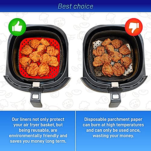 Trifecta Silicone Air Fryer Liners Non Stick and Easy Clean Air Fryer mats, Pad, Accessories Parchment Paper Replacement for Air Fryer Basket Air Frying, Steaming and Oven Baking Pack - 2 (Square - 7.5 IN) - Image 5