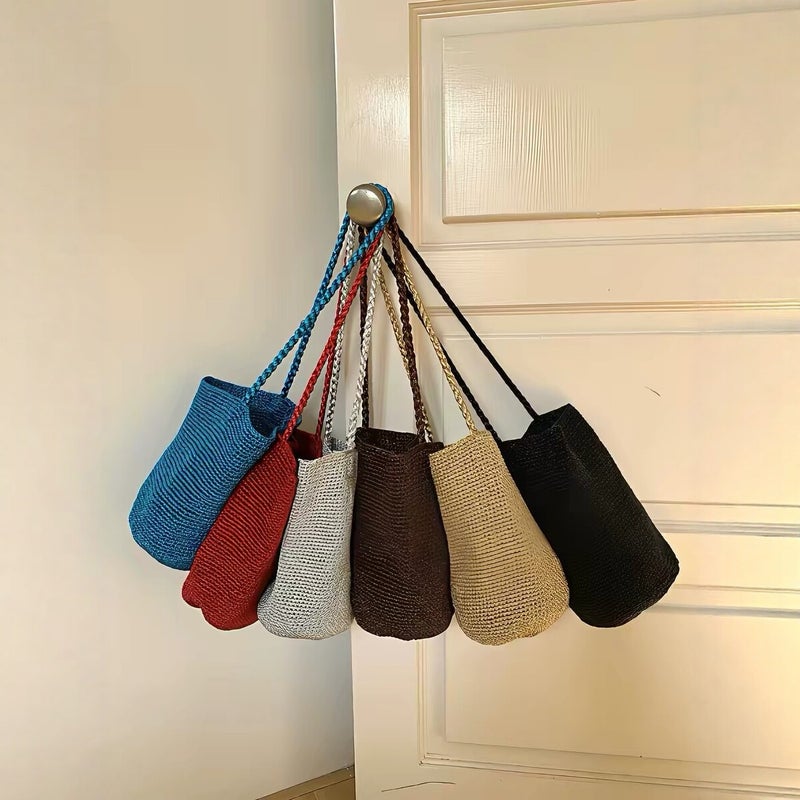 Korean Style Woven Thread Bucket Bag for Women - Image 1