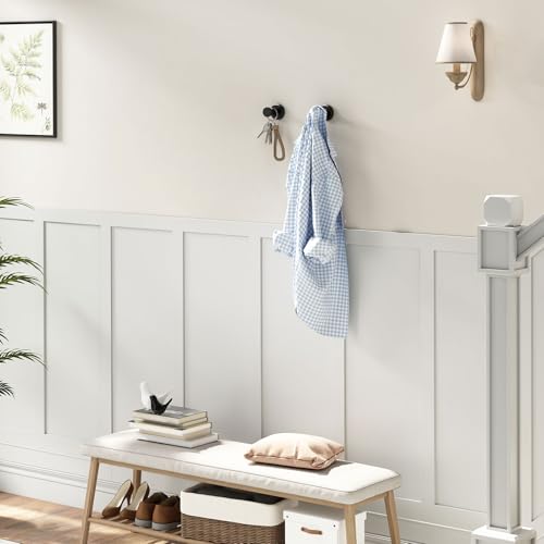 Angle Simple Towel Hooks for Bathroom, Stainless Steel Coat Robe Hooks, Bathroom Hand Towel Hanger for Wall, Matte Black, 2 Pack - Image 2
