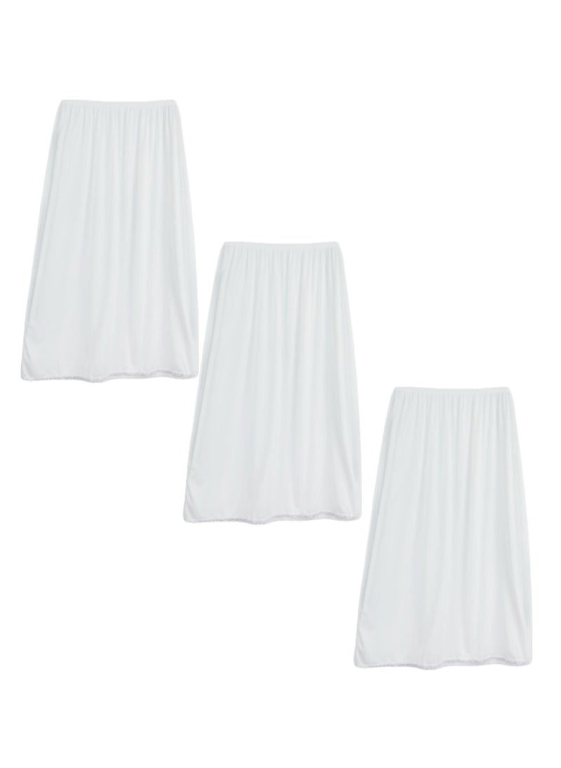 City Rose 3- Pieces Skirt Soft Durable And Cold Inner Nylon With Elasticized Waistband And Small Lace Women White  - Image 1