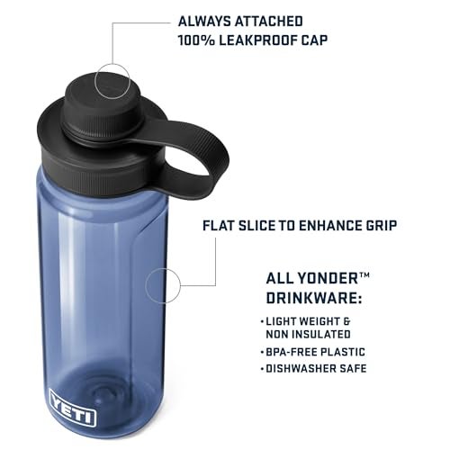 YETI Yonder 750 ml/25 oz Water Bottle with Yonder Tether Cap, Navy - Image 2