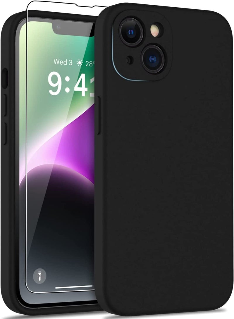 iPhone 14 Case with Screen Protector,Enhance Camera Protection,Soft Flexible Silicone Gel Rubber Bumper Cover,Slim Fit Shockproof Protective Phone Case for iPhone 14 6.1" Black - Image 1