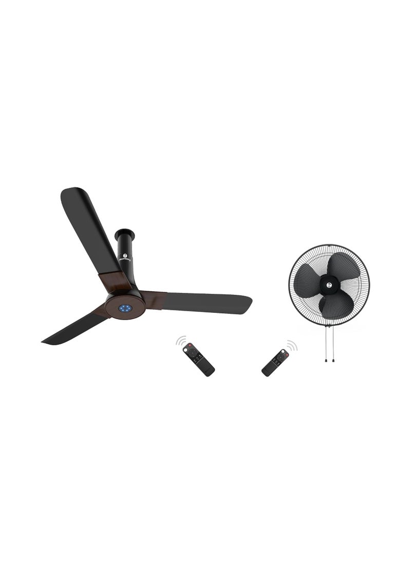 Generic - atomberg Studio+ 1200mm BLDC Motor 5 Star Rated Ceiling Fans for Home with Remote Control (Earth Brown) Renesa 400mm Wall-Mounted Fan for Home | with Remote Control (Midnight Black) - Image 1