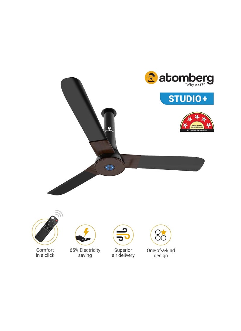 Generic - atomberg Studio+ 1200mm BLDC Motor 5 Star Rated Ceiling Fans for Home with Remote Control (Earth Brown) Renesa 400mm Wall-Mounted Fan for Home | with Remote Control (Midnight Black) - Image 1