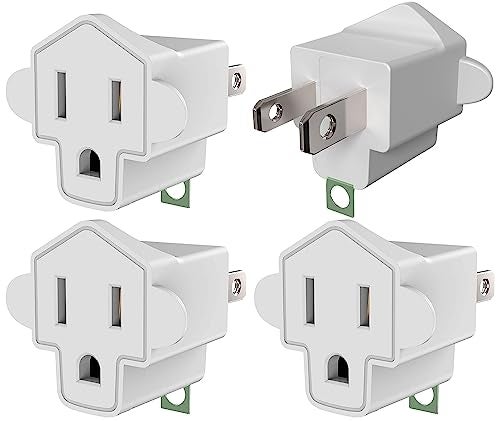 4 Pack ETL Listed Grounding Outlet Adapter JACKYLED 32 Prong Adapter Converter Portable Fireproof 392 Resistant Heavy Duty Wall Outlet Plug for Household Appliances Industrial