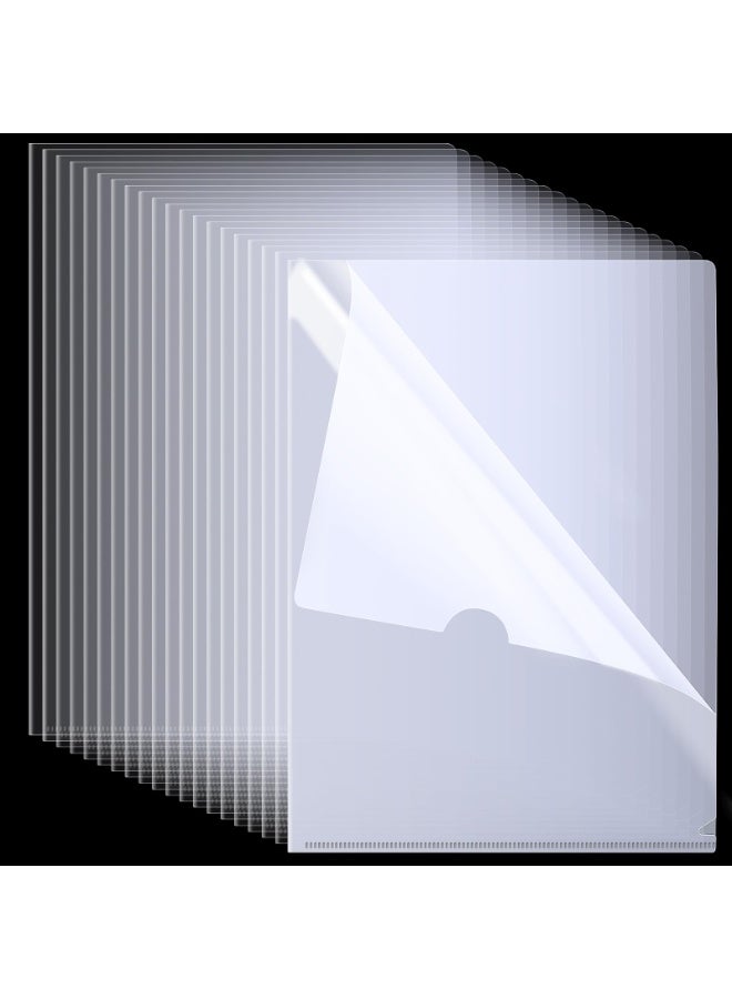 YelaJoy A4 Topload Opening File Pocket Clear, 100 Pack Clear Folders for Documents Plastic Folders Transparent L-Type Plastic Sleeves for Letter Size A4 Paper Ideal for School and Office Supplies - Image 1