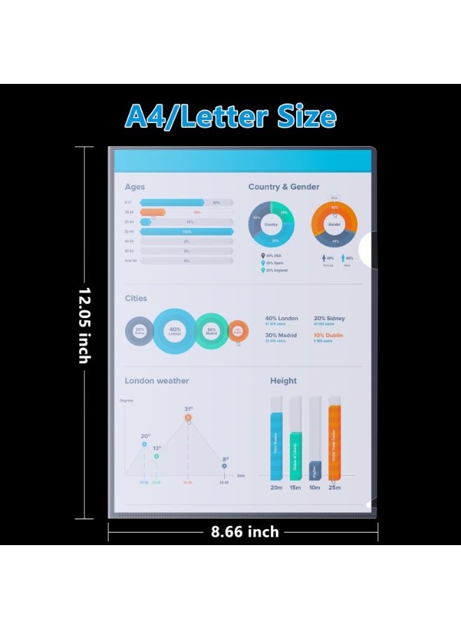 YelaJoy A4 Topload Opening File Pocket Clear, 100 Pack Clear Folders for Documents Plastic Folders Transparent L-Type Plastic Sleeves for Letter Size A4 Paper Ideal for School and Office Supplies - Image 5