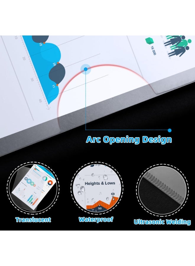 YelaJoy A4 Topload Opening File Pocket Clear, 100 Pack Clear Folders for Documents Plastic Folders Transparent L-Type Plastic Sleeves for Letter Size A4 Paper Ideal for School and Office Supplies - Image 3