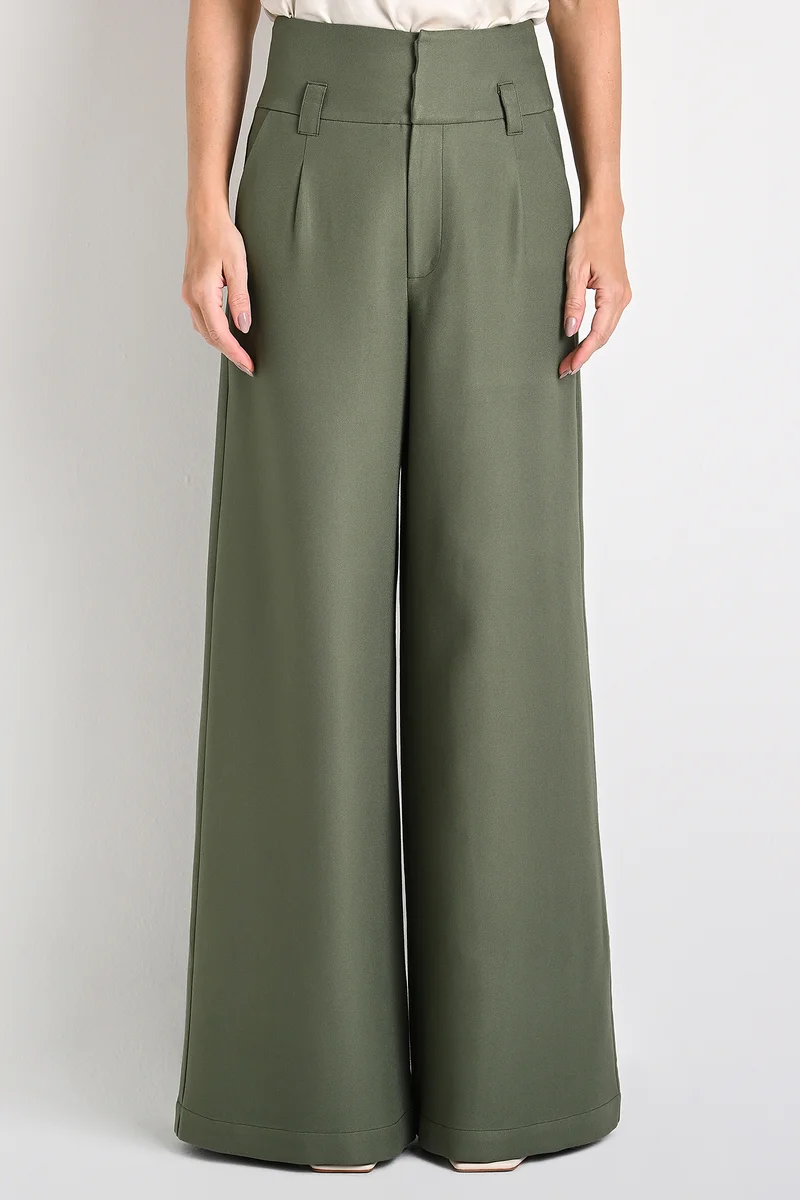 High-Waisted Moss Green Pants