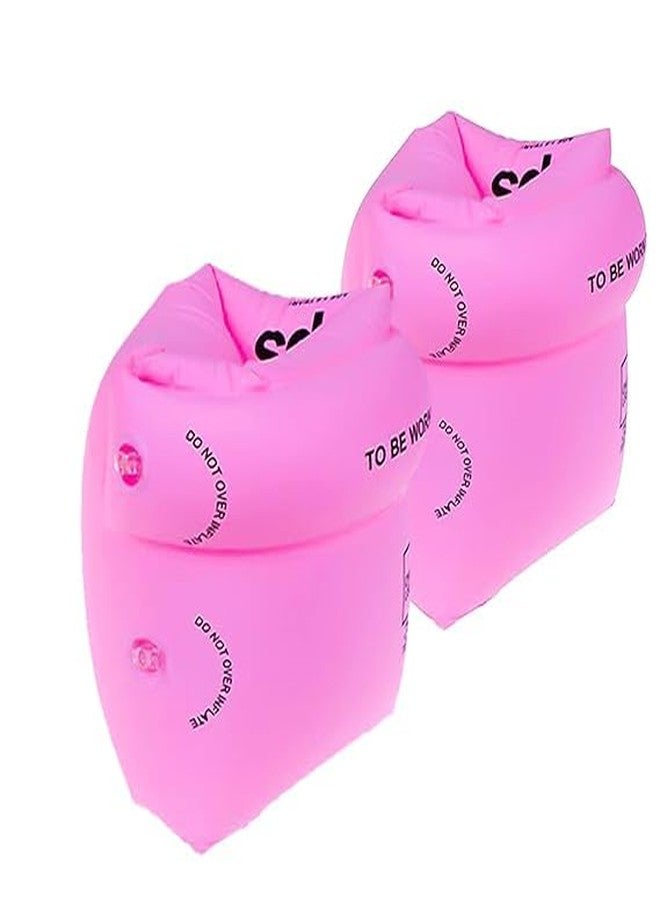 Snevil Inflatable Arm Swimming Floats Bands Floatation Water Wings for Children and Adults Eather Swimming arm Float Band (Pink) - Image 1