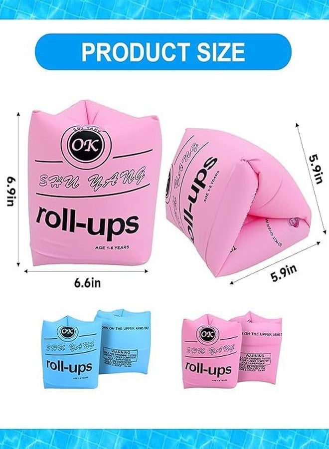 Snevil Inflatable Arm Swimming Floats Bands Floatation Water Wings for Children and Adults Eather Swimming arm Float Band (Pink) - Image 4