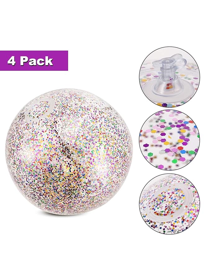 Excefore 4 Pieces Glitter Beach Ball Confetti Beach Ball For Inflated Party Fun At Summer Beach Favors(16 Inch 3 Pieces 24 Inch 1 Piece) - Image 3