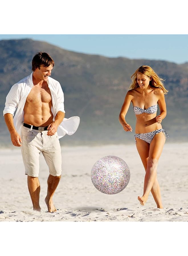 Excefore 4 Pieces Glitter Beach Ball Confetti Beach Ball For Inflated Party Fun At Summer Beach Favors(16 Inch 3 Pieces 24 Inch 1 Piece) - Image 5