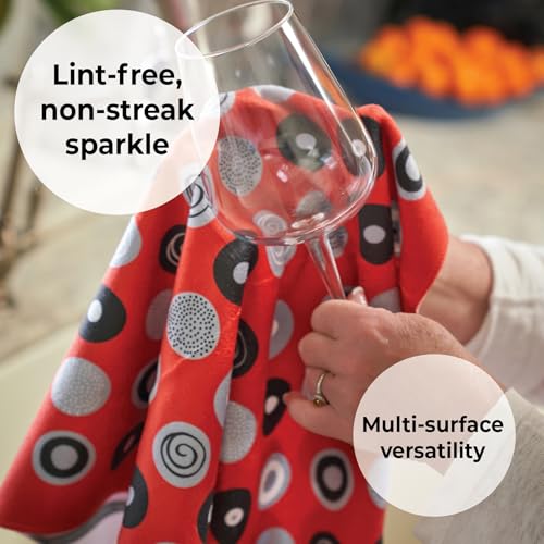 Skoy Kitchen Towel, 1-PK, 100% Recycled Polyester Towel for Dishes, Glassware, Cookware and Hands, Reversible Design, Absorbent Kitchen Towel, 18" x 24",Red - Image 3