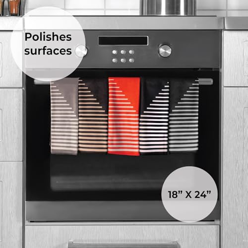 Skoy Kitchen Towel, 1-PK, 100% Recycled Polyester Towel for Dishes, Glassware, Cookware and Hands, Reversible Design, Absorbent Kitchen Towel, 18" x 24",Red - Image 5