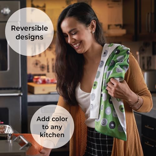 Skoy Kitchen Towel, 1-PK, 100% Recycled Polyester Towel for Dishes, Glassware, Cookware and Hands, Reversible Design, Absorbent Kitchen Towel, 18" x 24",Red - Image 4