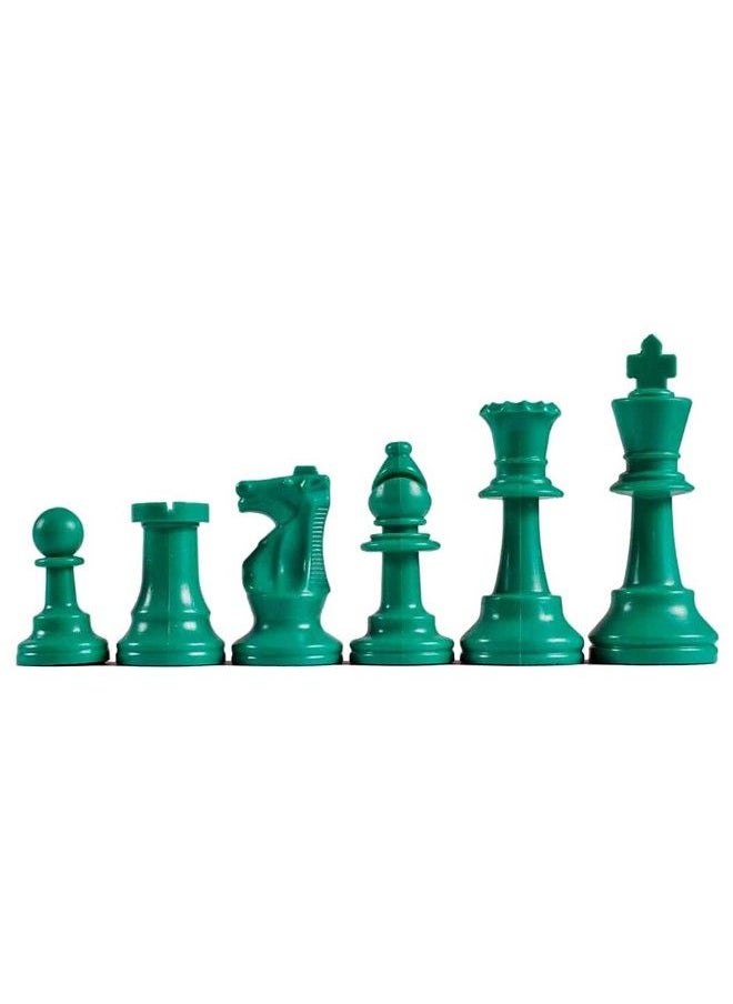 WE Games Color Bright Plastic Staunton Tournament Chessmen With 3.75 In. King Half Set (Teal Green)  - Image 1