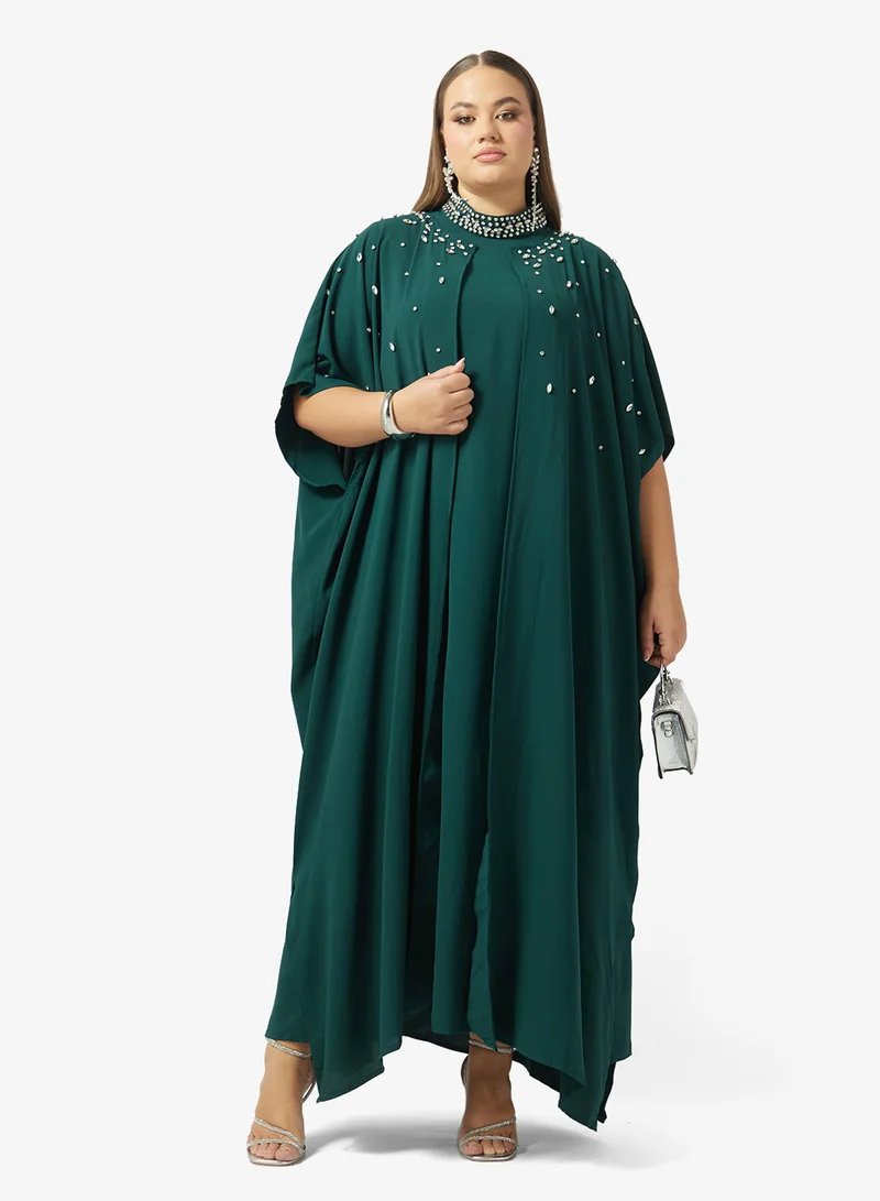 Khizana  Plus Size Embellished Abaya With Inner Dress for Women | Best Price UAE