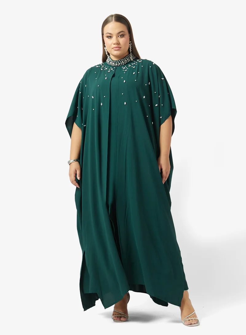 خزانة Plus Size Embellished Abaya With Inner Dress