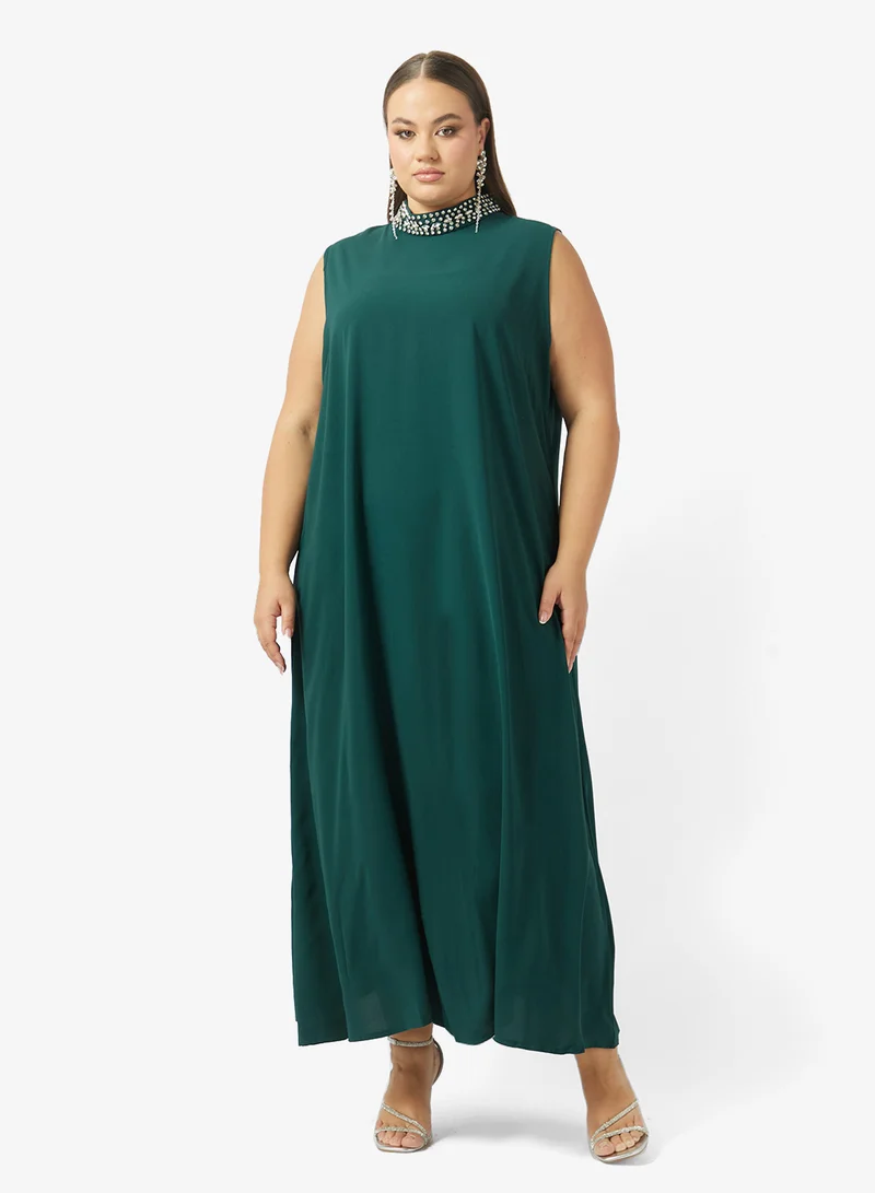Khizana  Plus Size Embellished Abaya With Inner Dress for Women | Best Price UAE
