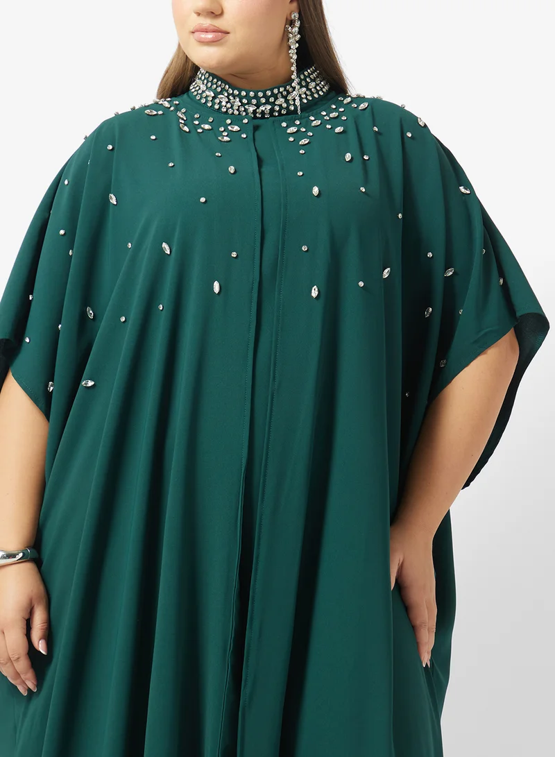 Khizana  Plus Size Embellished Abaya With Inner Dress for Women | Best Price UAE