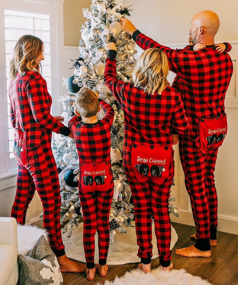 Lazy One Flapjacks, Matching Christmas Pajamas for The Dog, Baby & Kids, Teens, and Adults (Plaid Bear Cheeks, Large) - Image 2