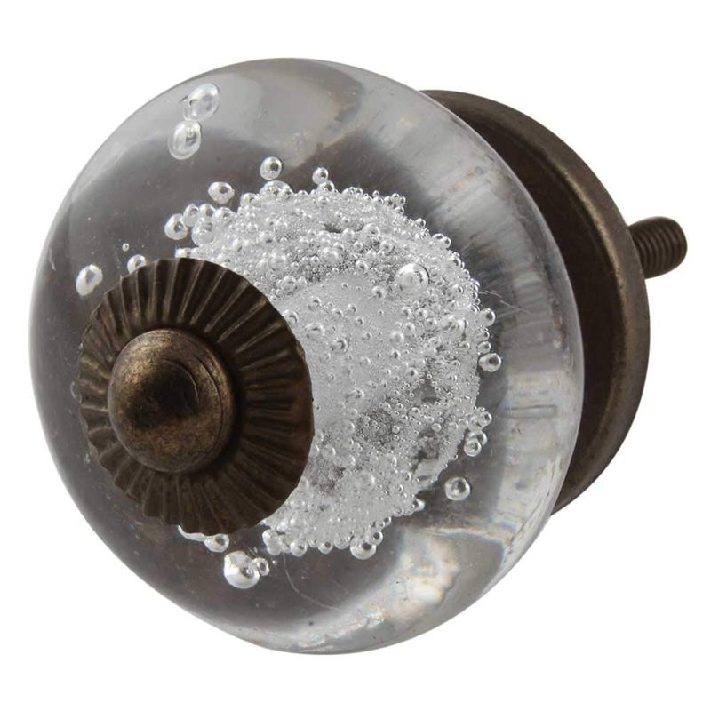 Indian-Shelf IndianShelf 8 Piece Clear Knobs Glass Knobs for Wardrobe and Drawers Bubble Bathroom Door Handle 381 cm Handle Pulls 
