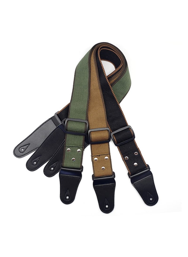 SOLARAE حزام جيتار قابل للتعديل، حزام قطن ناعم ونهايات جلدية للجيتار الكهربائي والأكوستيك، ملحقات الآلات الموسيقية للرجال والنساء، 3 قطع - Image 1