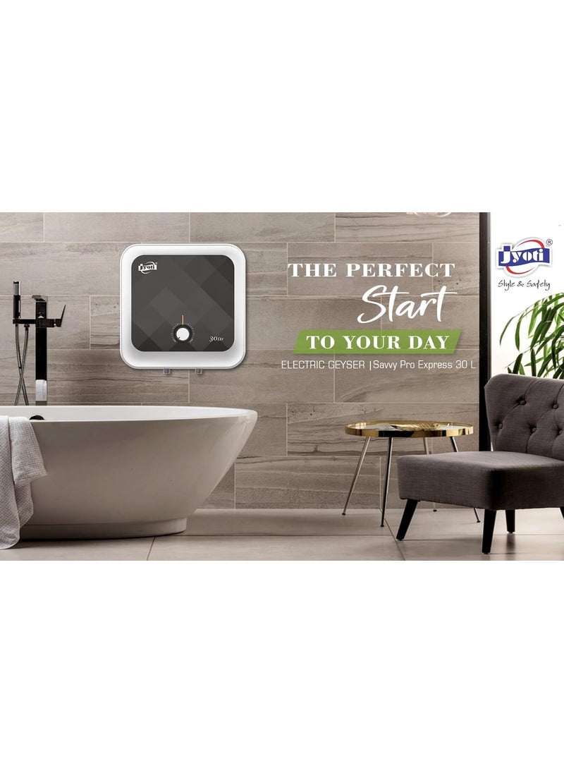 JYOTI Jyoti Savvy Pro Express 30Ltr Storage 5 Star Electric Geyser 3kw Capacity Glass Lined Tank 8 bar High Pressure Suitable for High Raise Building 30 Square 1 SPE30  - Image 2