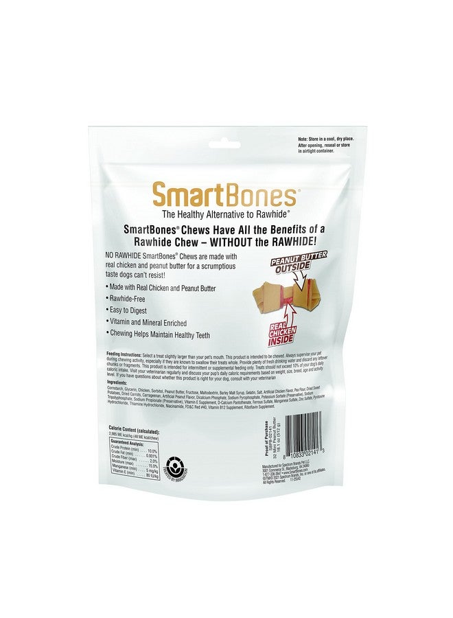 سمارت بونز علكات سمارت بونز ميني مع زبدة الفول السوداني الحقيقية، 32 قطعة، علكات خالية من الجلد الخام للكلاب - Image 2