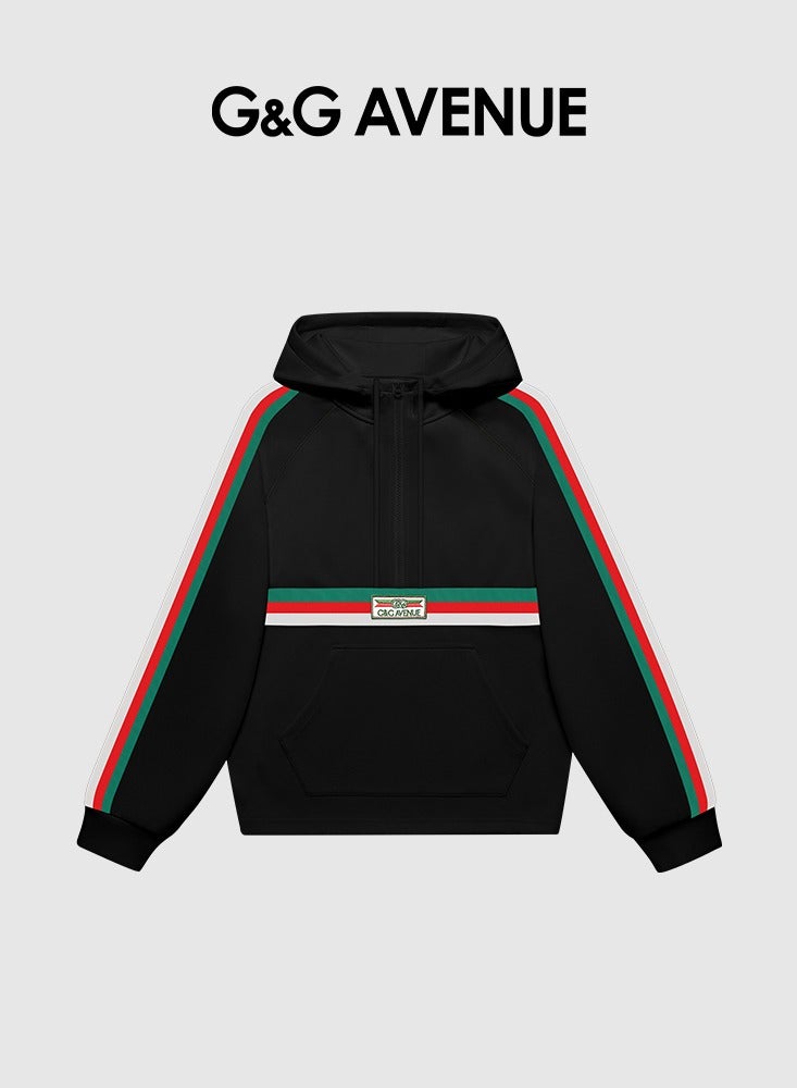 G&G AVENUE Men hooded sweatshirt sports casual half zipper pullover, blended comfortable sports with pocket hooded sweatshirt  - Image 1