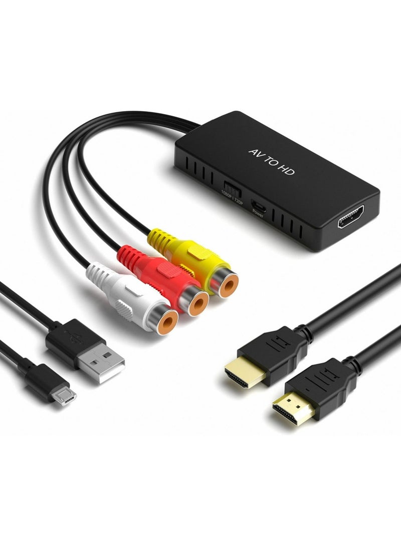 RCA إلى محول HDMI ، محول AV إلى HDMI ، محول محول CVBS الفيديو الصوتي المركب AV دعم 1080P لمشغلات PS2 / PS3 / STB / Xbox VHS / VCR / Blu-Ray DVD - Image 1
