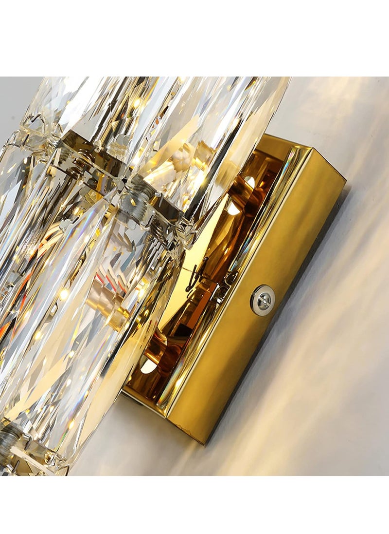 NOAEOU NOAEOU Crystal Wall Sconces,Indoor Chrome Wall Lamp,Crystal Vanity Wall Mount Lamp,Elegant Wall Lighting for Living Room Bedroom Bathroom Hallway Doorway Stairway Bedside  - Image 3