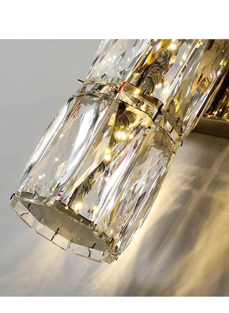 NOAEOU NOAEOU Crystal Wall Sconces,Indoor Chrome Wall Lamp,Crystal Vanity Wall Mount Lamp,Elegant Wall Lighting for Living Room Bedroom Bathroom Hallway Doorway Stairway Bedside  - Image 4
