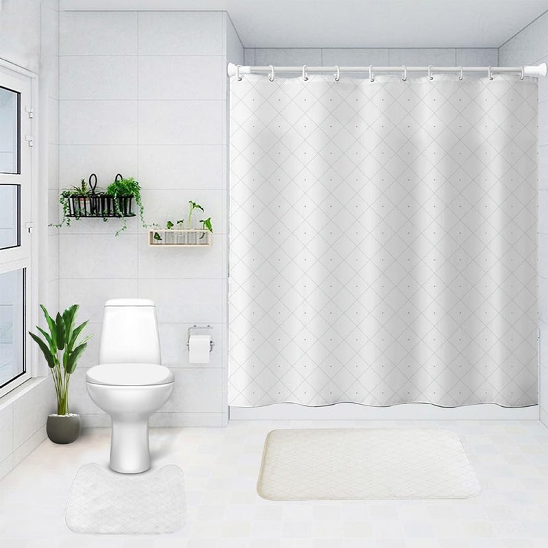 Umai UMAI Shower Curtain (180X180 cm) & Bathmat 3 Pcs Set|6ft|Creative Vibrant Coloured Polyster Curtain Sets with Non-Slip Bath mats for Bathroom|Easy-Slide Curtains|Quick Dry,Soft Mats  - Image 1
