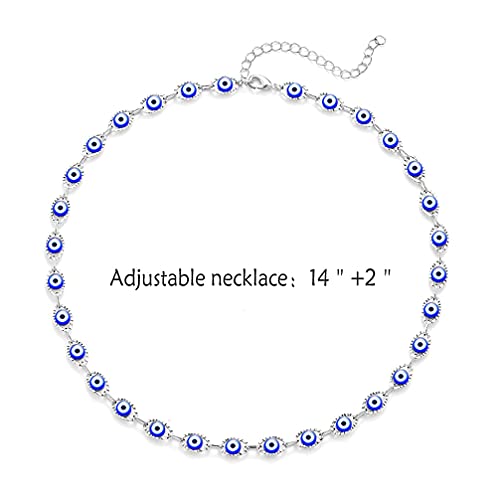 YANCHUN Evil Eye Necklace Blue Evil Eye Choker Ojo Hamsa Pendant Necklace Lucky Turkish Protection Jewelry Gift for Women Birthday Gifts - Image 5