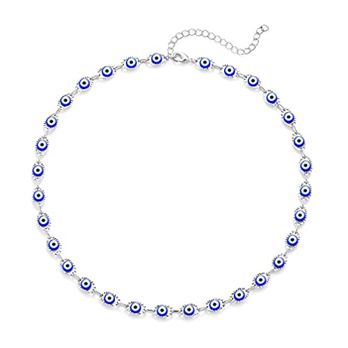 YANCHUN Evil Eye Necklace Blue Evil Eye Choker Ojo Hamsa Pendant Necklace Lucky Turkish Protection Jewelry Gift for Women Birthday Gifts - Image 1