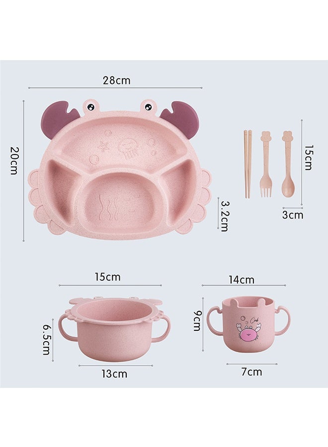 JCB CHIC طقم أدوات طعام للأطفال، طقم أدوات مائدة للأطفال على شكل سرطان البحر، أدوات مائدة خفيفة الوزن مخصصة لطريقة «الفطام بقيادة الطفل» (BLW) للرضع والأطفال الصغار، طقم أطباق عشاء للأطفال الصغار، طقم أدوات طعام للأطفال الرضع يشمل طبقًا مقسمًا مصنوعًا من قش القمح، ووعاءً للأطفال، وكوبًا بمقبضين، وأدوات طعام تشمل ملعقة وشوكة وعيدان تناول الطعام - Image 4