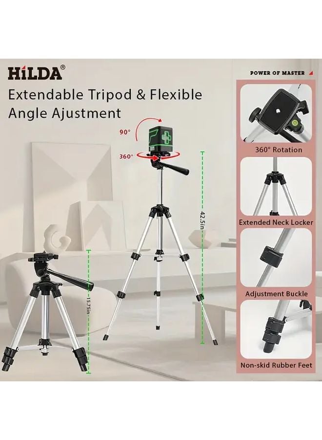 Shuiping Yitaozhuang 2 Line Laser Level With 42 Inch Tripod 360 Auto Leveling Green Beam - Image 5
