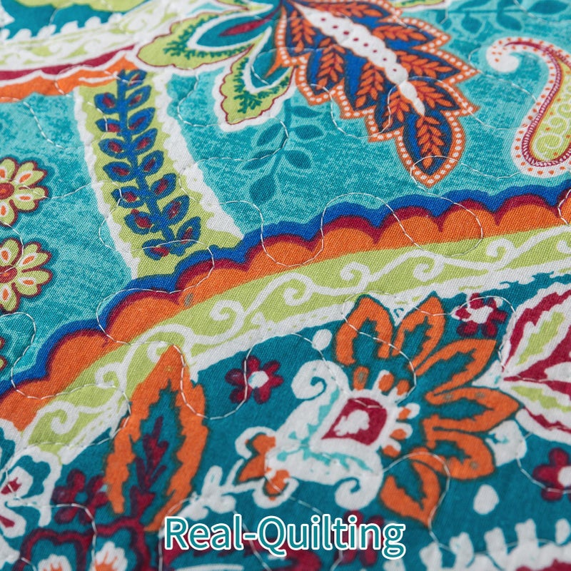 BEDIFANY Cotton Queen Quilt Set - Lightweight Queen Size Quilts Bedding Set for a Comfortable Sleep - Reversible Bedspread Coverlet (90 * 98 in) with Boho Pattern, 3 Pieces - Image 4