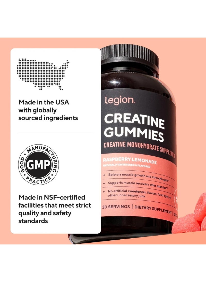 Legion Athletics Creatine Gummies, 5000mg Creatine Monohydrate, Natural Lemon, 90 Count, Sugar-Free, Vegan - Image 4