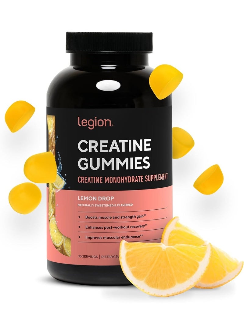 Legion Athletics Creatine Gummies, 5000mg Creatine Monohydrate, Natural Lemon, 90 Count, Sugar-Free, Vegan - Image 1