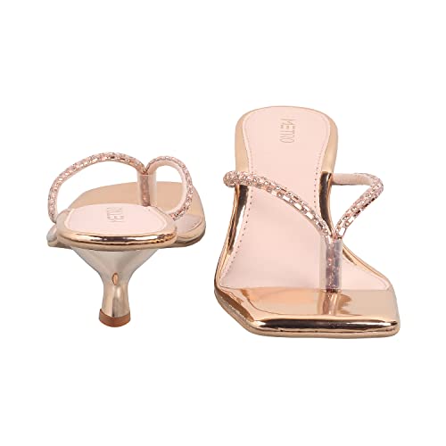 Metro Women Rose Gold Kitten Heel Sandal UK/7 EU/40 (40-77) - Image 5