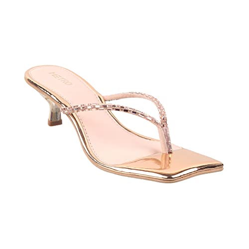 Metro Women Rose Gold Kitten Heel Sandal UK/7 EU/40 (40-77) - Image 2