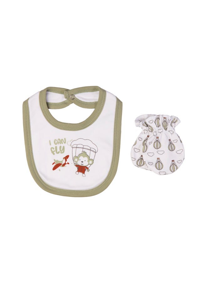 Babies Basic 5 Piece Unisex 100% Cotton Gift Set Include Bib, Romper, Mittens, Cap And Sleepsuit/Jumpsuit- I Can Fly  - Image 5
